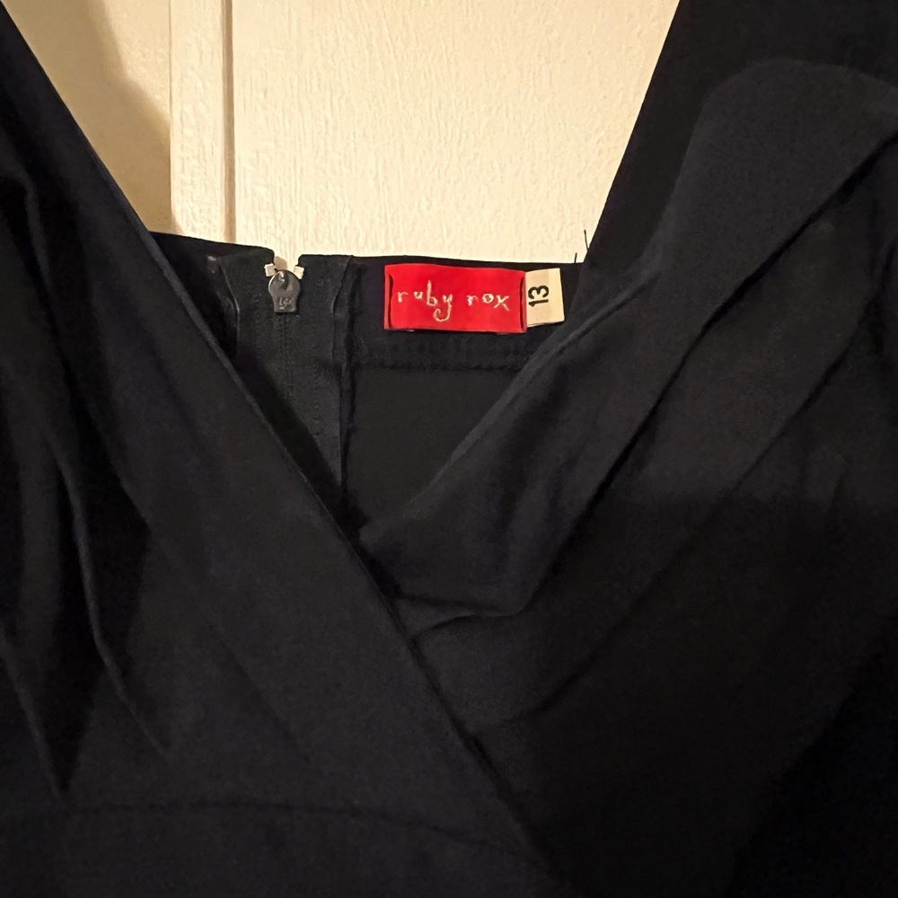 Navy Blue Ruched Cocktail Dress - Picture 5 of 5